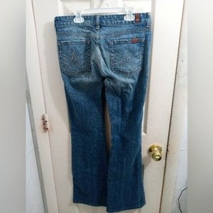 7 for all Mankind A Pockets Women Flare Wide Legs Low Rise Jeans Size 28x30